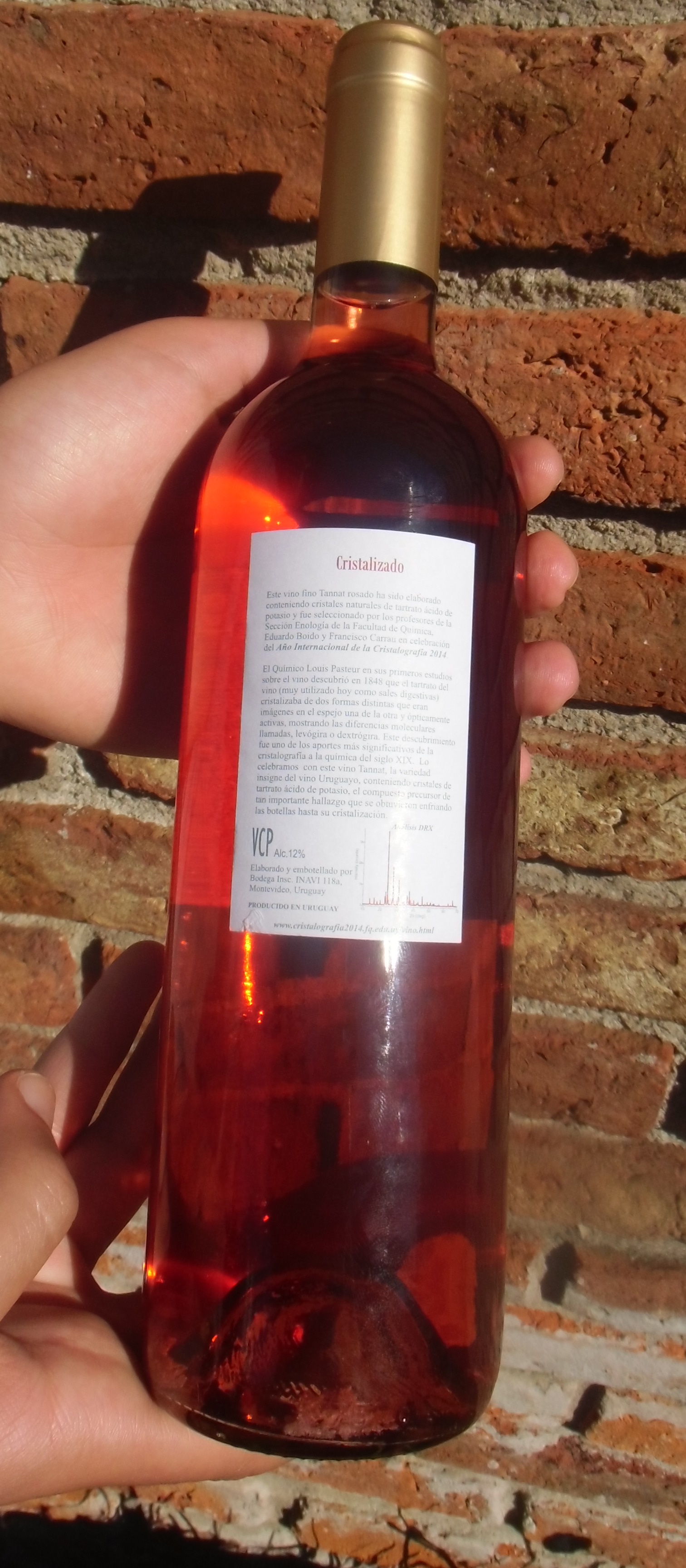 reverse of the bottle of Cristalizado